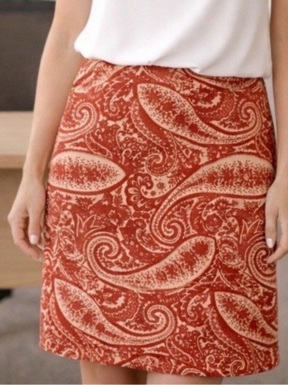 J. Crew Rust Paisley A-Line Skirt size 12 EUC